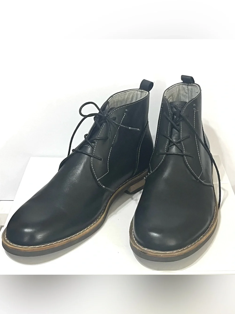 Original Penguin Hank Black Leather Lace Up Chukka Cotton 